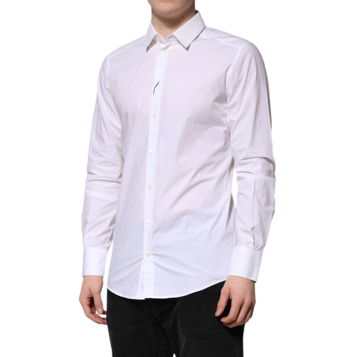 Dolce & Gabbana White Cotton GOLD Long Sleeves Formal Shirt