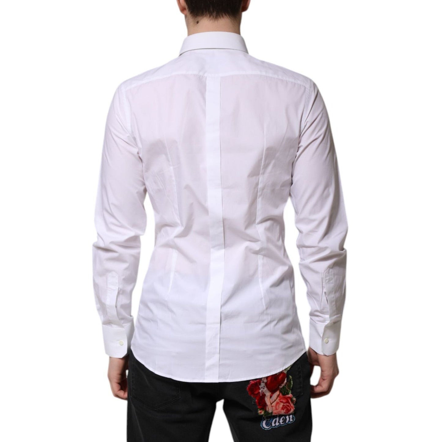 Dolce & Gabbana White Cotton GOLD Long Sleeves Formal Shirt