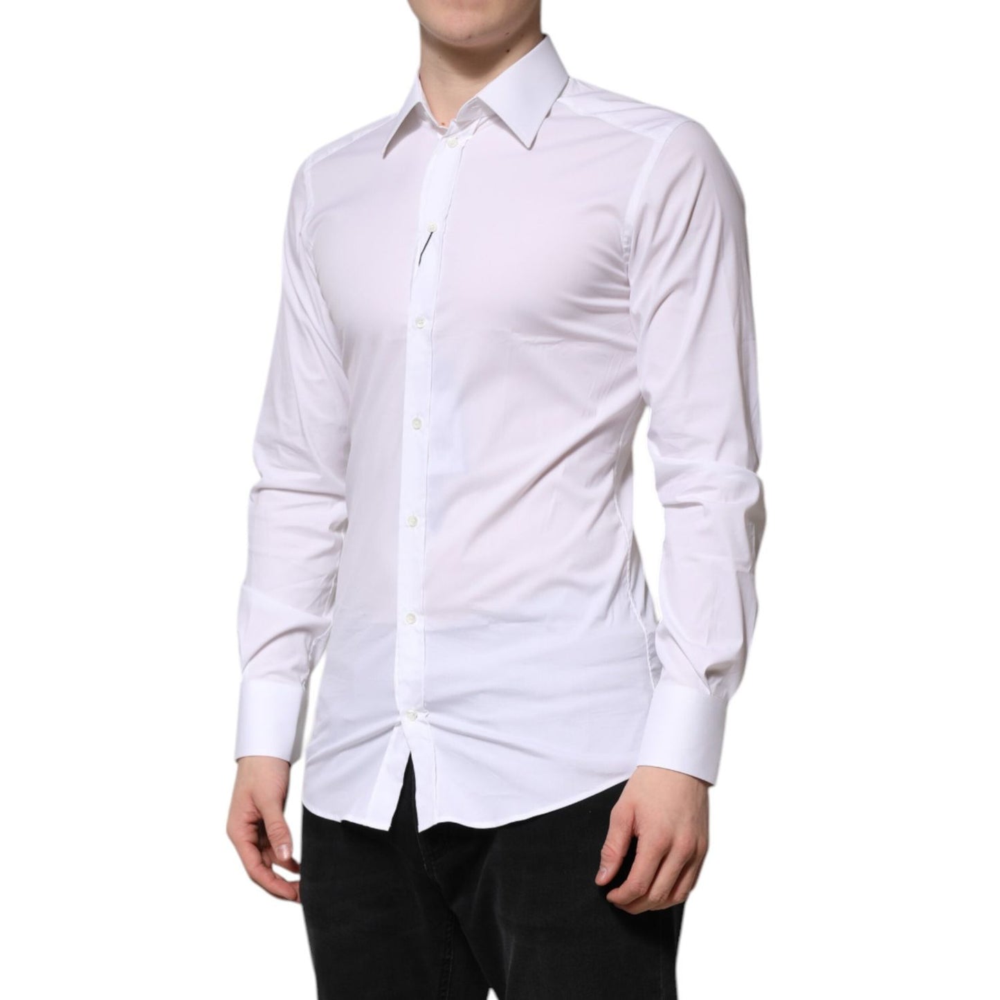 Dolce & Gabbana White Cotton GOLD Long Sleeves Formal Shirt