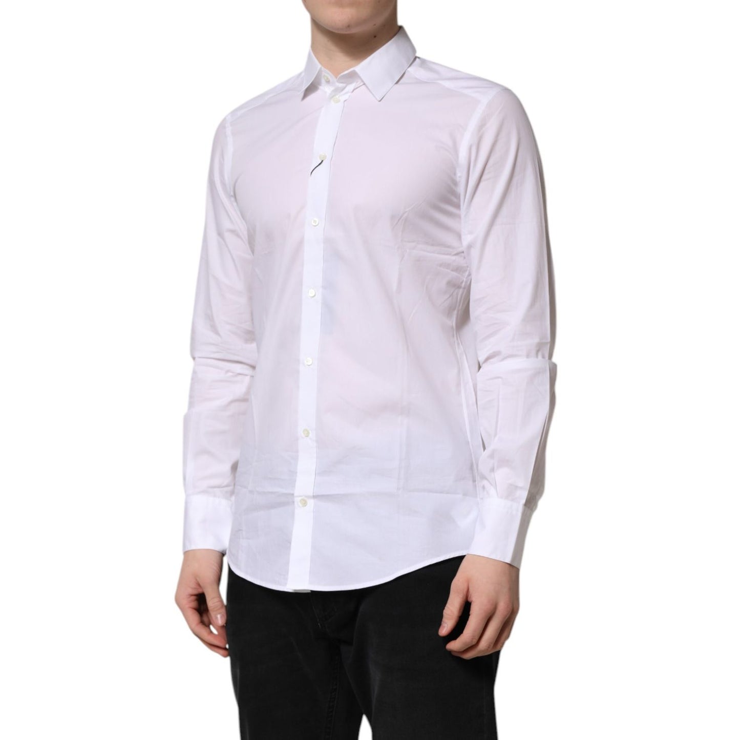 Dolce & Gabbana White Collared Long Sleeves Dress Formal Shirt