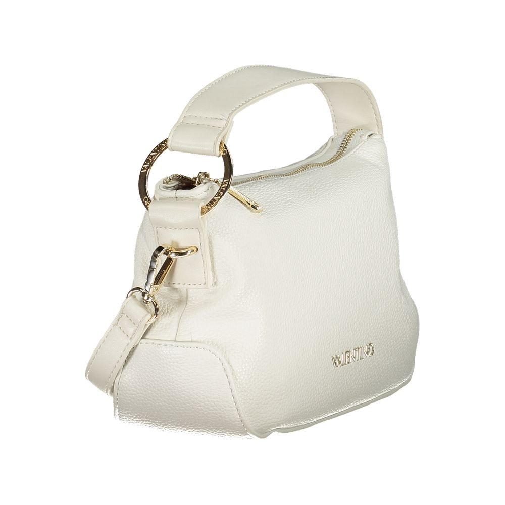 Mario Valentino White Polyethylene Women Handbag with elegant gold detailing and iconic logo, perfect for sophisticated ensembles.