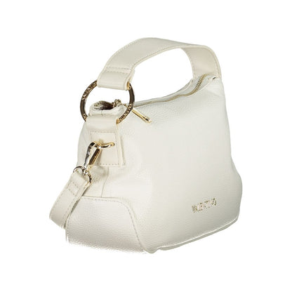 Mario Valentino White Polyethylene Women Handbag with elegant gold detailing and iconic logo, perfect for sophisticated ensembles.
