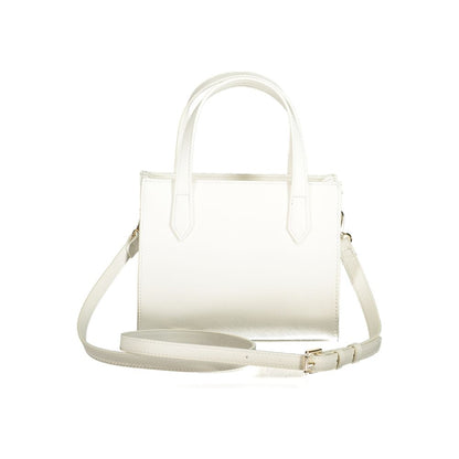 Mario Valentino White Polyethylene Women Handbag with twin handles and adjustable strap, showcasing luxury and sophistication