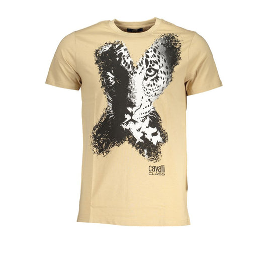 Cavalli Class Beige Cotton T-Shirt CA-28478-L