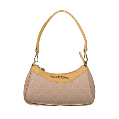 Mario Valentino Beige Polyethylene Handbag with adjustable strap and zip closure, featuring logo and contrasting details, eco-friendly.