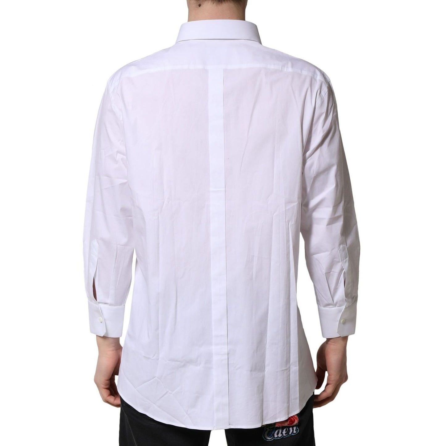 Dolce & Gabbana White GOLD Long Sleeve Dress Men Formal Shirt