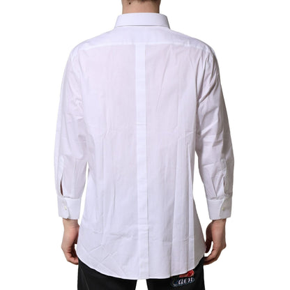 Dolce & Gabbana White GOLD Long Sleeve Dress Men Formal Shirt