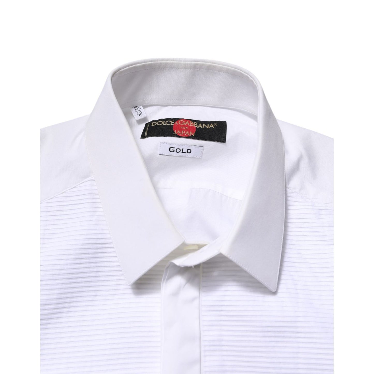 Dolce & Gabbana White GOLD Cotton Bib Dress Formal Shirt