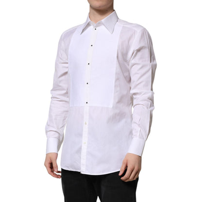 Dolce & Gabbana White GOLD Cotton Long Sleeves Formal Shirt