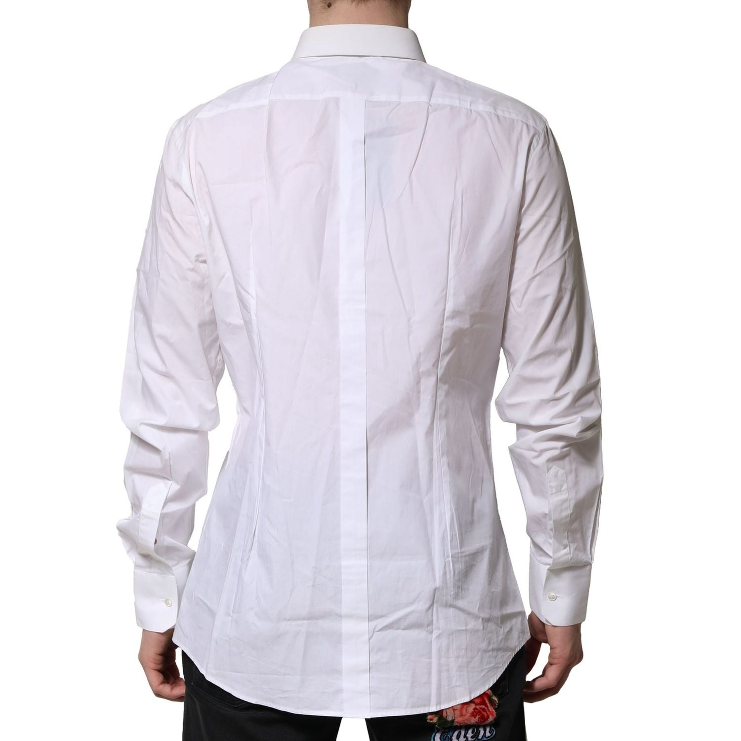 Dolce & Gabbana White GOLD Cotton Men Dress Formal Shirt