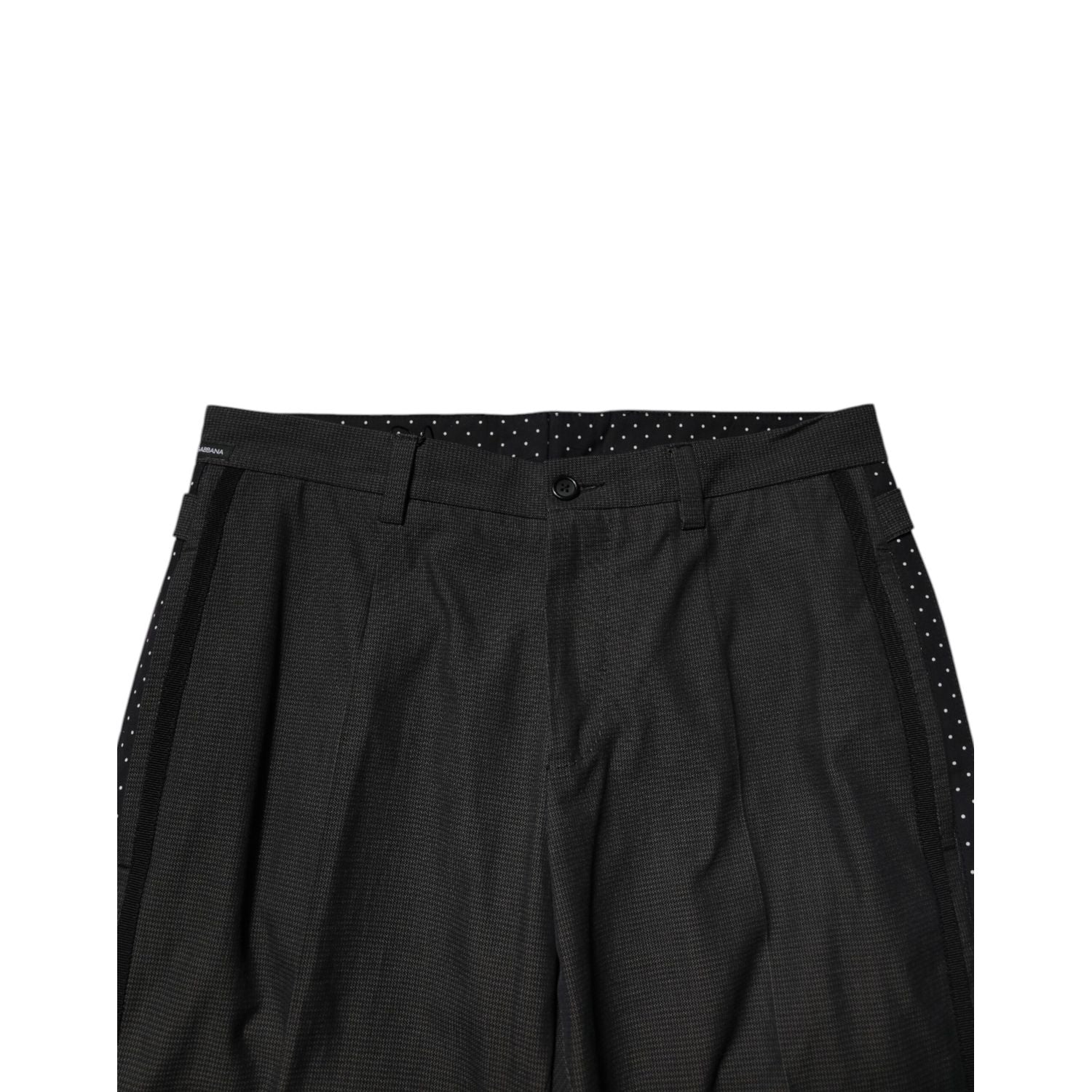 Dolce & Gabbana Gray Cotton Patterned Formal Pants