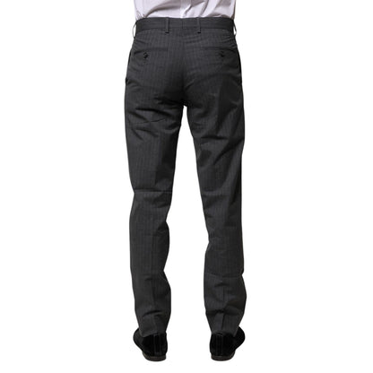 Dolce & Gabbana Gray Striped Cotton Formal Pants