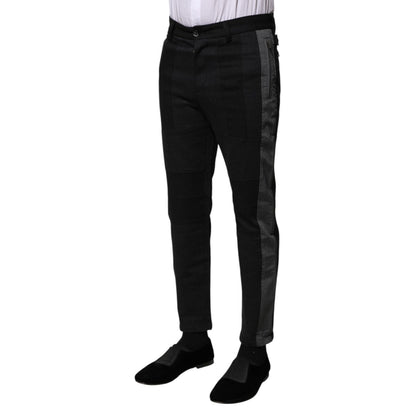 Dolce & Gabbana Black Gray Fantasy Cotton Formal Slim Pants