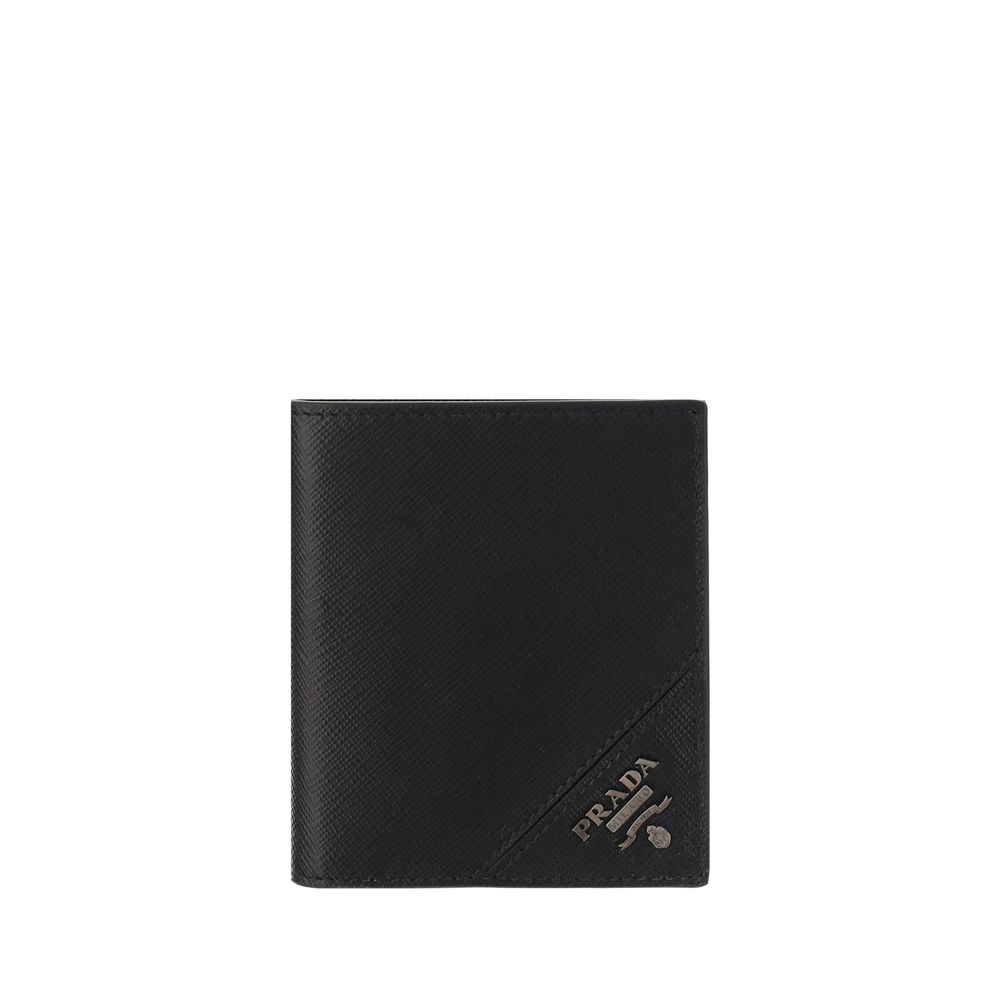 Prada Black Calf Leather Bos Taurus Wallet