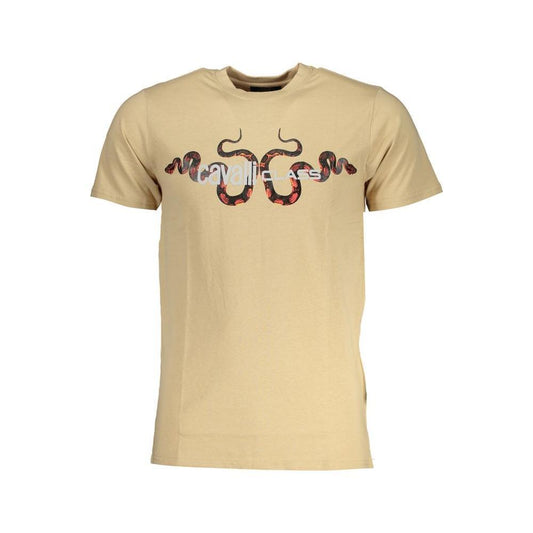 Cavalli Class Beige Cotton T-Shirt CA-28603-L