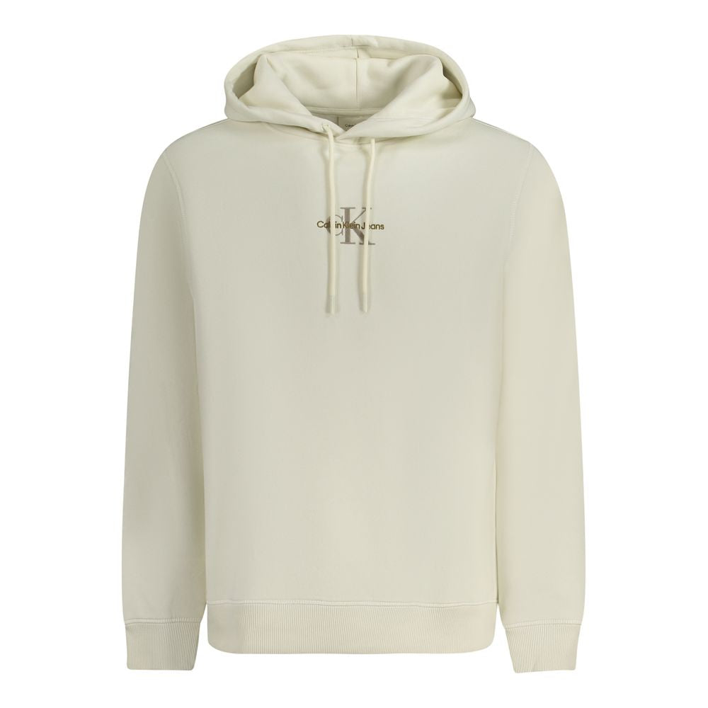 Calvin Klein White Cotton Men Sweater with embroidery, eco-friendly fabric, sustainable fashion, luxury hoodie, EG origin.