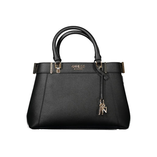 Guess Jeans Black Polyethylene Women Handbag with dual handles and shoulder strap, featuring sleek design and ample compartments.