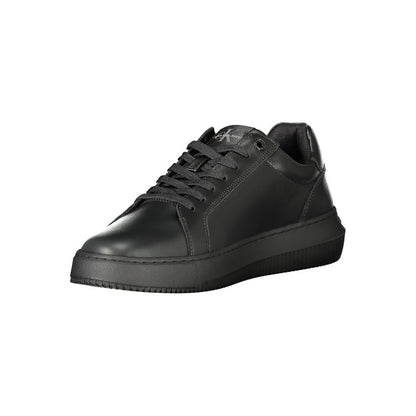 Calvin Klein Black Polyester Sneaker with laces, logo, removable footbed, contrasting details, and recycled thermoplastic rubber.