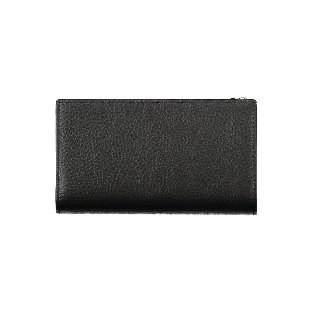 Coccinelle Black Leather Women Wallet featuring sleek design and dual compartments. Perfect for style and functionality.