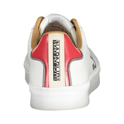 Rear view of Napapijri White Polyester Men Sneaker with contrasting details and logo, showcasing craftsmanship and style.