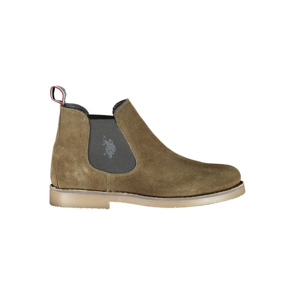U.S. POLO ASSN. Green Leather Men Ankle Boot featuring iconic logo and chic design, perfect for stylish and comfortable wear.