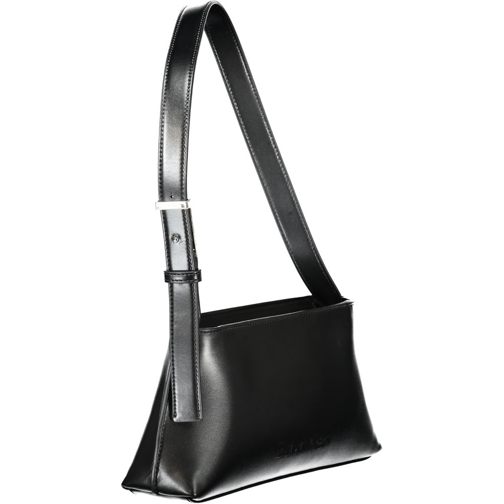 Calvin Klein Black Polyester Women Handbag with adjustable strap and sleek design ideal for modern fashion.