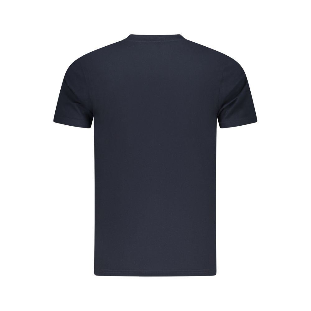 Back view of Cavalli Class Blue Cotton Men T-Shirt with short sleeves and crew neck.