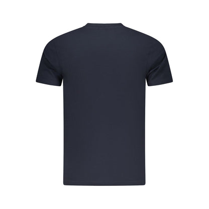 Back view of Cavalli Class Blue Cotton Men T-Shirt with short sleeves and crew neck.
