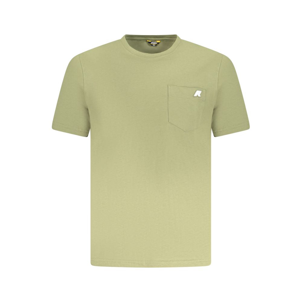 K-WAY Green Cotton T-Shirt with short sleeves, crew neck, 1 pocket, and logo application.