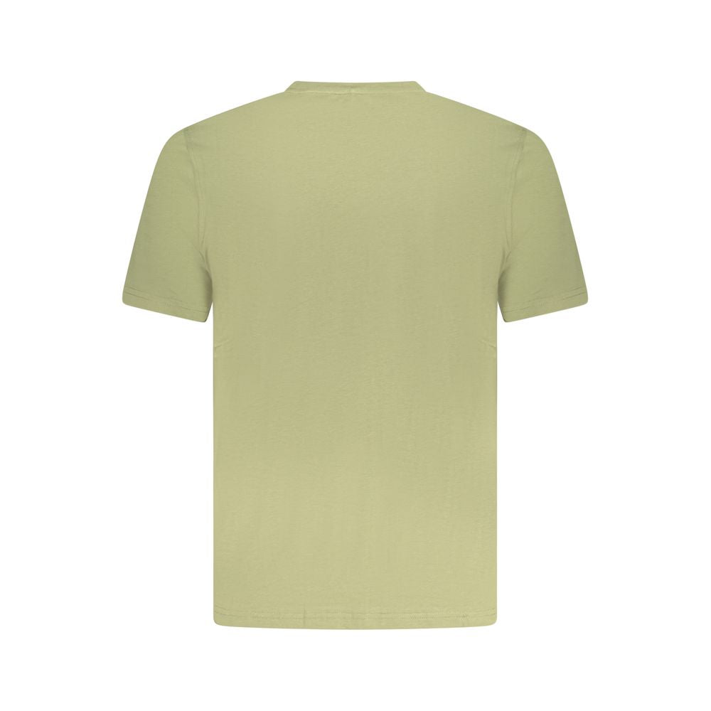 K-WAY Green Cotton T-Shirt with short sleeves, crew neck, and one pocket, featuring logo application, back view.