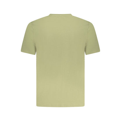 K-WAY Green Cotton T-Shirt with short sleeves, crew neck, and one pocket, featuring logo application, back view.