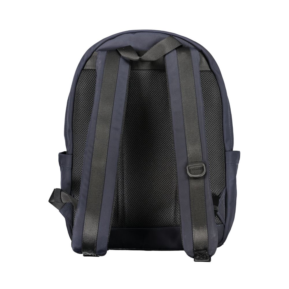 Back view of Tommy Hilfiger Blue Polyester Backpack showing adjustable straps and reinforced handle