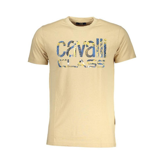 Cavalli Class Beige Cotton T-Shirt CA-28594-XL