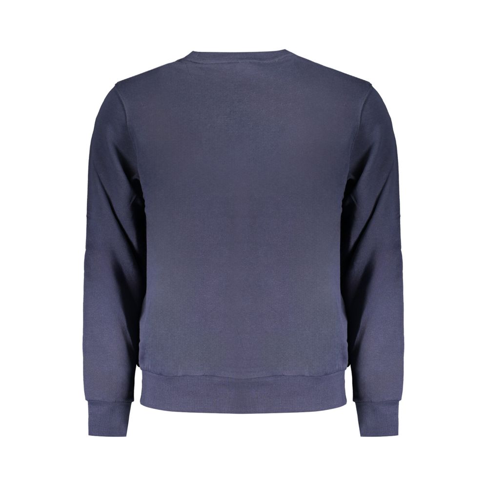 Back view of North Sails Blue Cotton Men Sweater showcasing its classic design and craftsmanship.