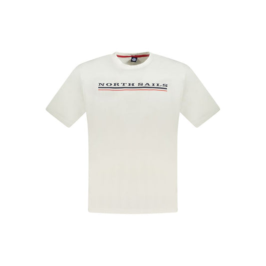 North Sails White Cotton Men T-Shirt with logo print, short sleeves, crew neck.