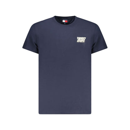 Tommy Hilfiger Blue Cotton Men T-Shirt with iconic embroidery and sustainable design.