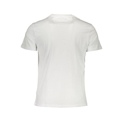 Back view of La Martina White Cotton Men T-Shirt showcasing its classic short-sleeve and crew neck design.