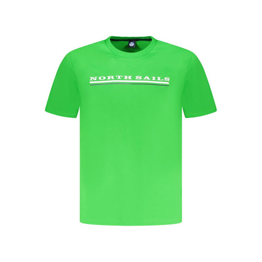 North Sails Green Cotton Men T-Shirt with logo and short sleeves.