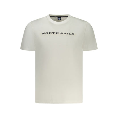 North Sails White Cotton Men T-Shirt with logo and crew neck design, crafted from 100% cotton for breathable comfort.