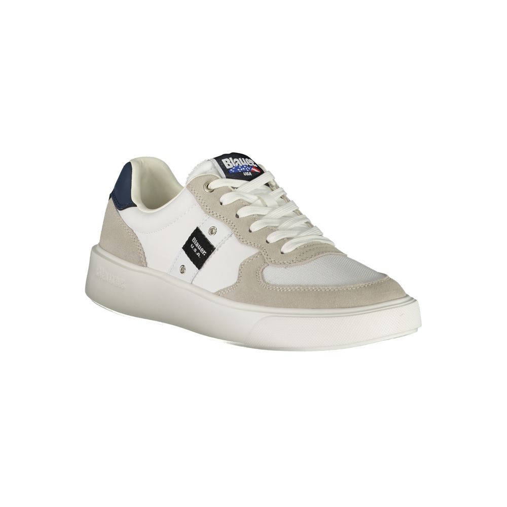 Blauer White Leather Men Sneaker showcasing premium streetwear style and comfort with iconic logo and contrasting design details.