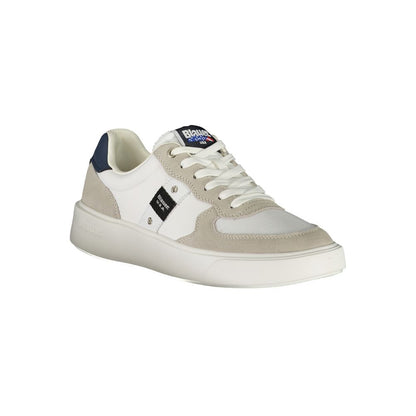 Blauer White Leather Men Sneaker showcasing premium streetwear style and comfort with iconic logo and contrasting design details.