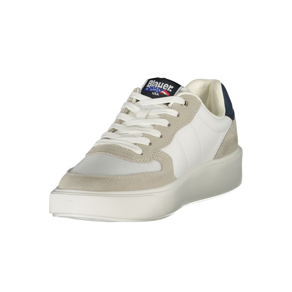Blauer White Leather Men Sneaker with stylish design and iconic logo, offering premium comfort and streetwear appeal.