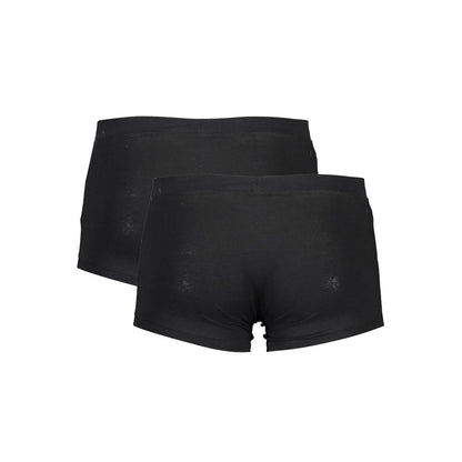 North Sails Black Cotton Men Boxer Pack, premium comfort boxers, elastic waistband, modern design, two-pack, supportive fit.