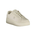 Tommy Hilfiger White Polyester Sneaker with laces and 4 cm wedge, featuring embroidered logo on side
