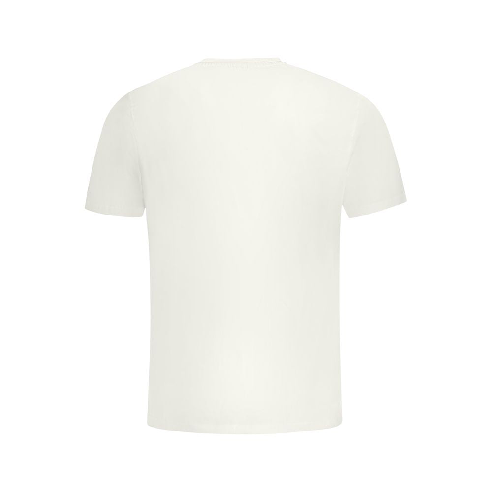 Back view of North Sails White Cotton Men T-Shirt showcasing premium quality fabric and classic crew neck design.