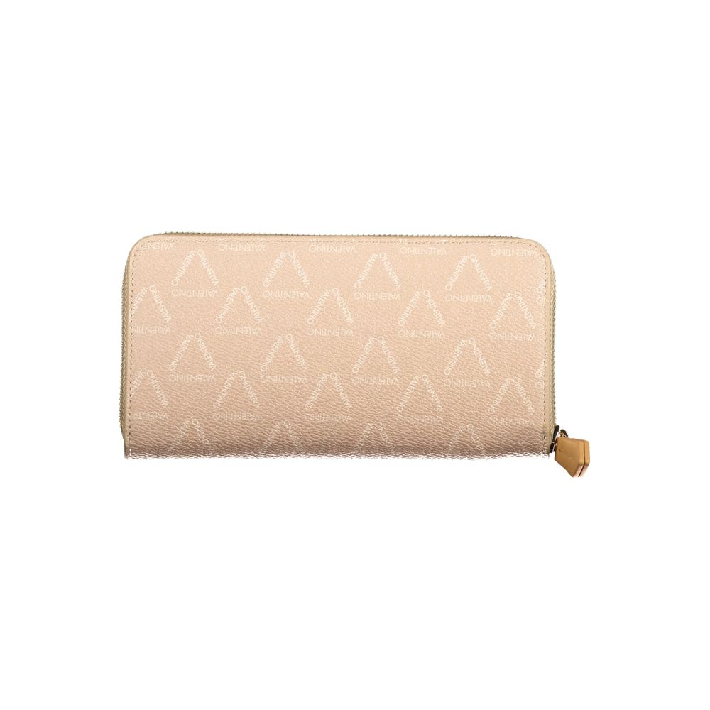 Mario Valentino Beige Polyethylene Wallet with 3 compartments, coin purse, card spaces, contrasting details, zip and logo.