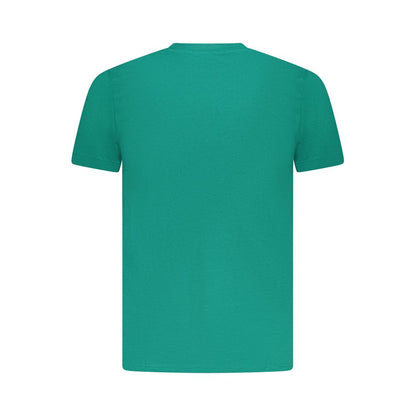 Cavalli Class Green Cotton Men T-Shirt with short sleeves and vibrant green color, ideal for a bold fashion statement and comfort.