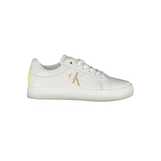 Calvin Klein White Leather Women Sneaker with logo and eco-friendly design