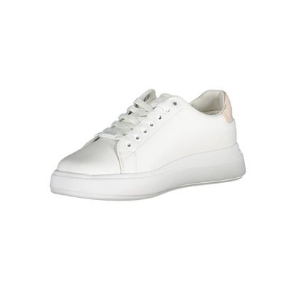 Calvin Klein White Leather Women Sneaker with logo and contrasting details