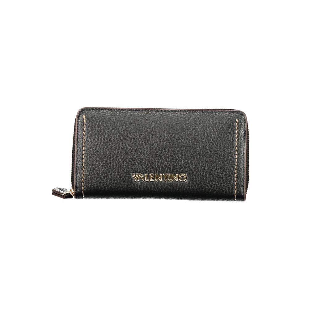 Mario Valentino Black Polyethylene Women Wallet with zip closure and contrasting details, ideal for modern trendsetters.